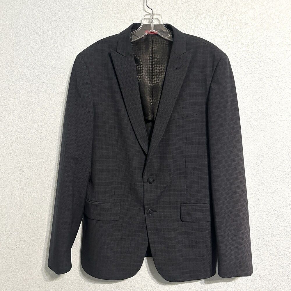 John Varvatos Blazer Navy Micro Plaid Mens Size 40 R Unstructured Jacket